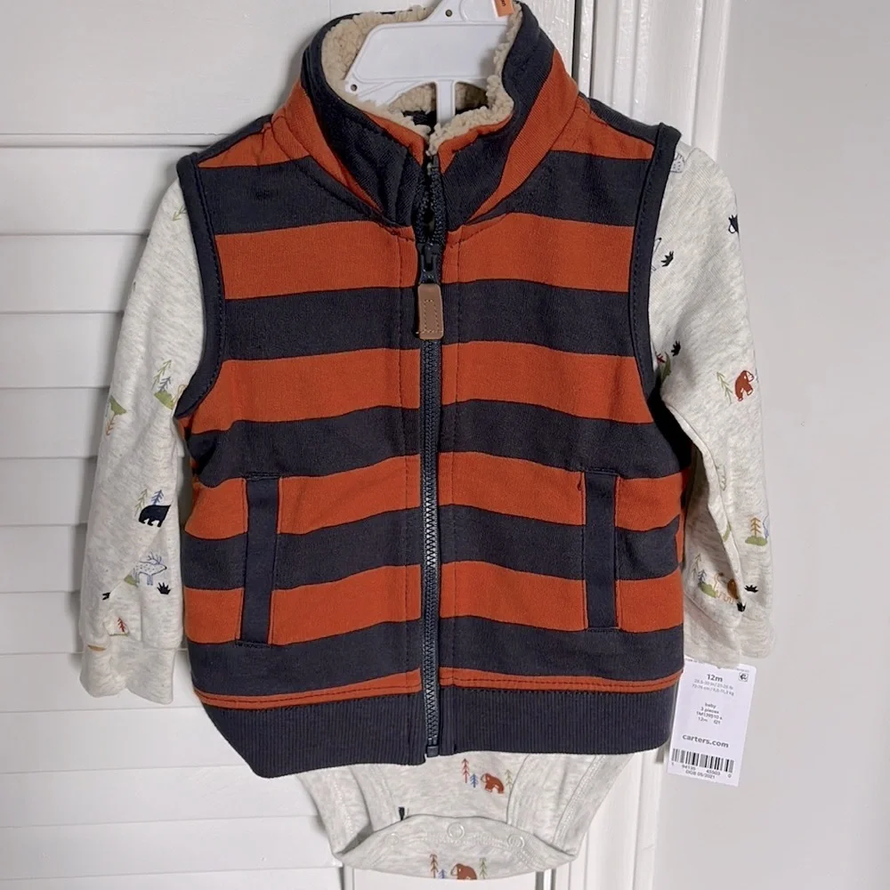 NWT Carters Vest & Onesie Wilderness Bear Set